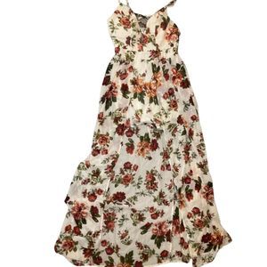 Boho Romantic Floral Flowy Spaghetti Strap Romper with Wrap Skirt Skirt Size M